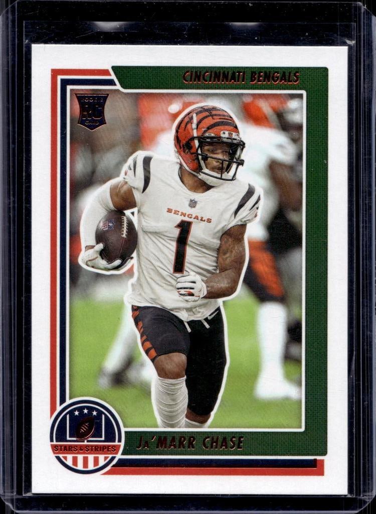 JA'MARR CHASE 2021 PANINI STARS AND STRIPES ROOKIE CARD: NEAR MINT OR BETTER CONDITION