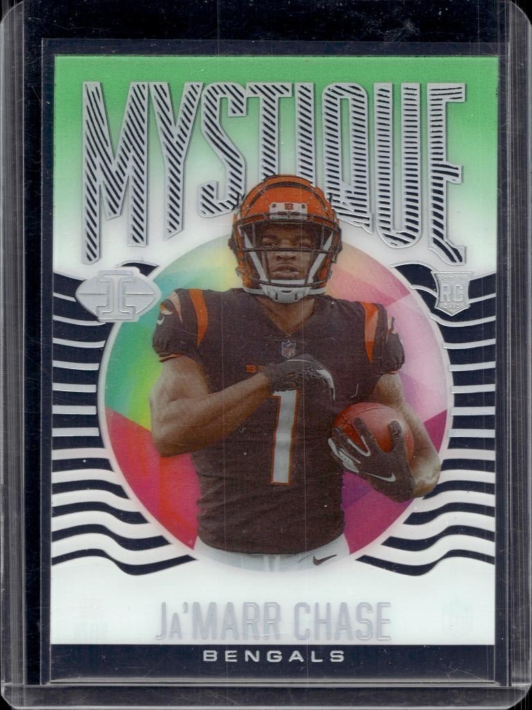 JA'MARR CHASE 2021 PANINI ILLUSIONS MYSTIQUE ROOKIE CARD: NEAR MINT OR BETTER CONDITION