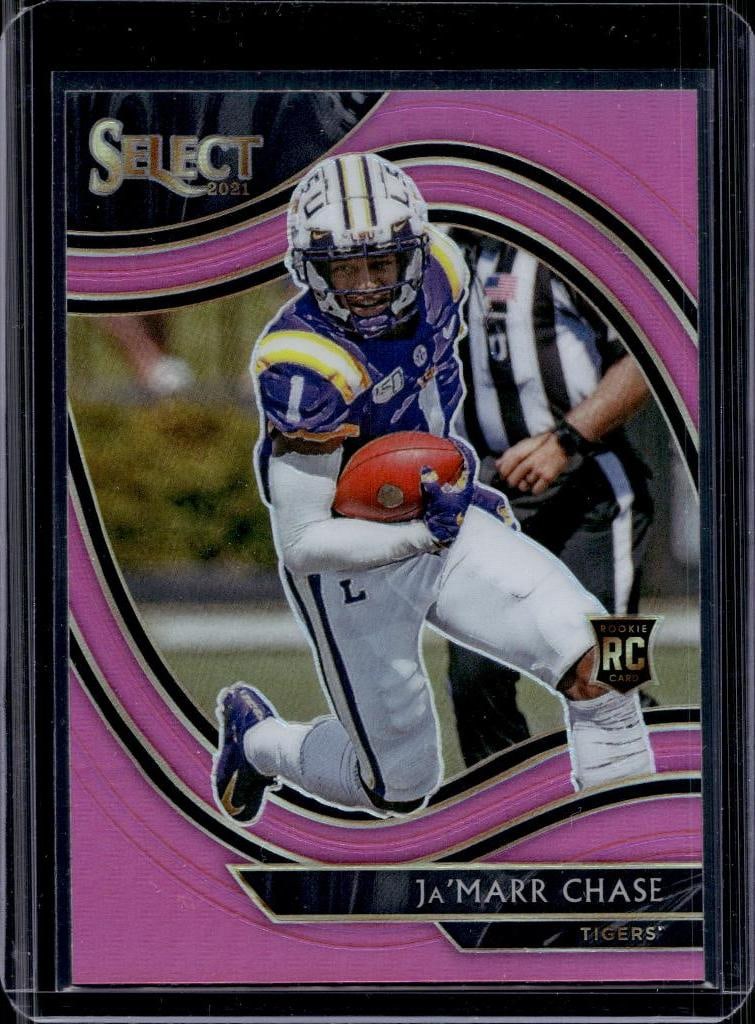 JA'MARR CHASE 2021 PANINI SELECT DRAFT PINK PRIZM ROOKIE CARD: NEAR MINT OR BETTER CONDITION