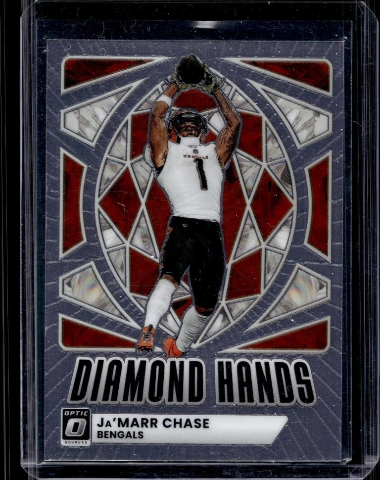 JA'MARR CHASE 2025 PANINI OPTIC DIAMOND HANDS INSERT: NEAR MINT OR BETTER CONDITION