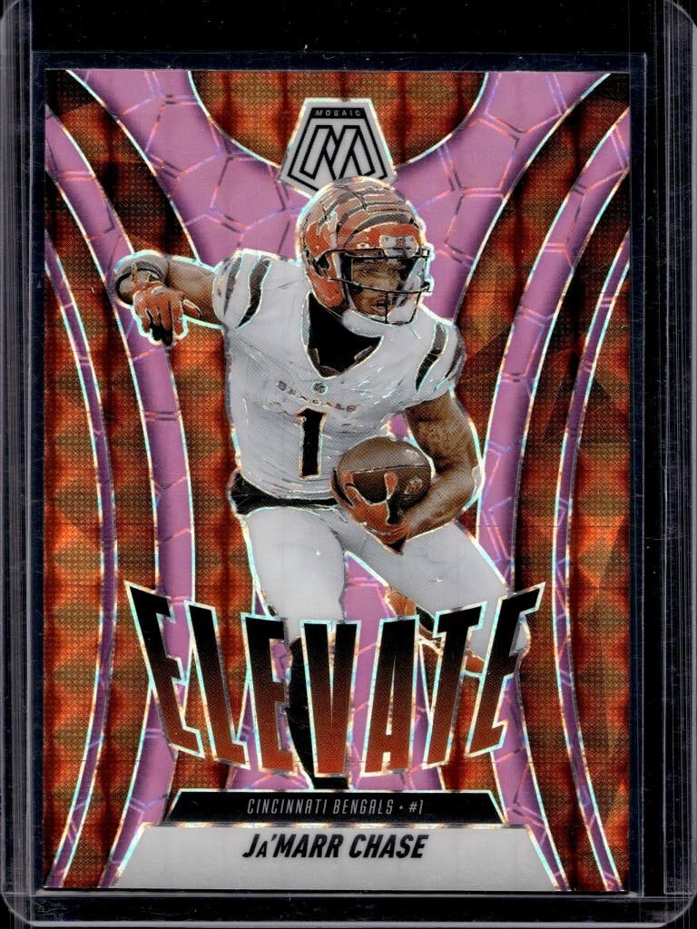 JA'MARR CHASE 2025 PANINI MOSAIC ELEVATE PINK PRIZM INSERT: NEAR MINT OR BETTER CONDITION