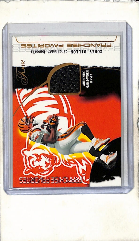COREY DILLON 2002 FLAIR GAME USED JERSEY CARD: NEAR MINT OR BETTER CONDITION