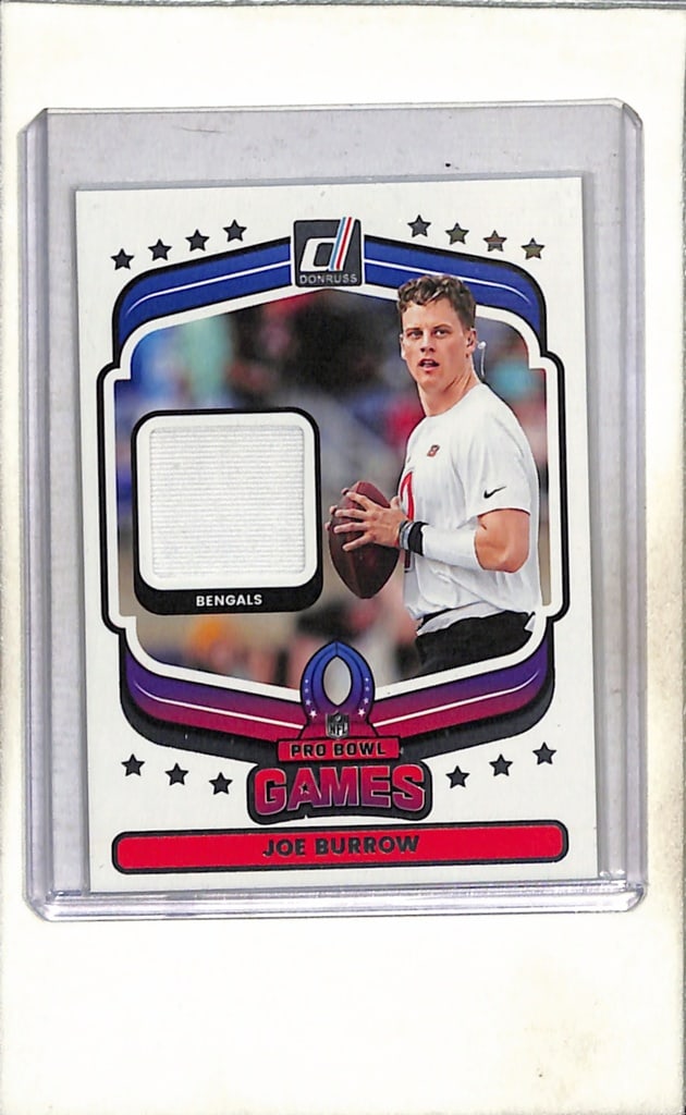 JOE BURROW 2025 DONRUSS PRO BOWL GAMES GAME USED WHITE JERSEY CARD: NEAR MINT OR BETTER CONDITION