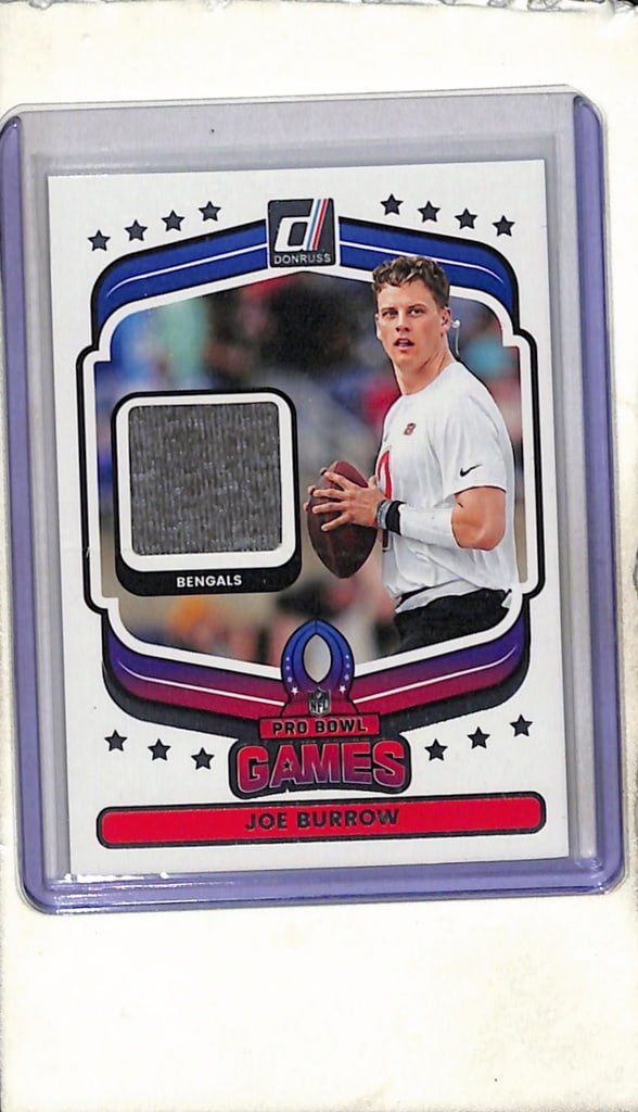 JOE BURROW 2025 DONRUSS PRO BOWL GAMES GAME USED GRAY JERSEY CARD: NEAR MINT OR BETTER CONDITION