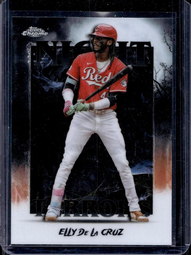 ELLY DE LA CRUZ 2025 TOPPS CHROME NIGHT TERRORS REFRACTOR SP: NEAR MINT OR BETTER CONDITION