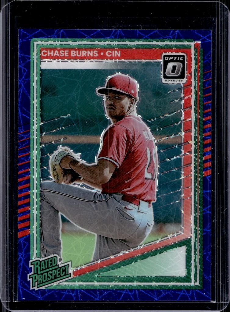 CHASE BURNS 2025 PANINI OPTIC BLUE LAZER PRIZM ROOKIE CARD: NEAR MINT OR BETTER CONDITION