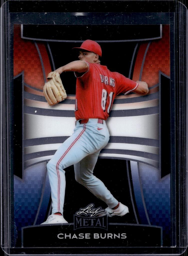 CHASE BURNS 2024 LEAF METAL PRE-PRODUCTION PROOF ROOKIE CARD: 1/1. NEAR MINT OR BETTER CONDITION