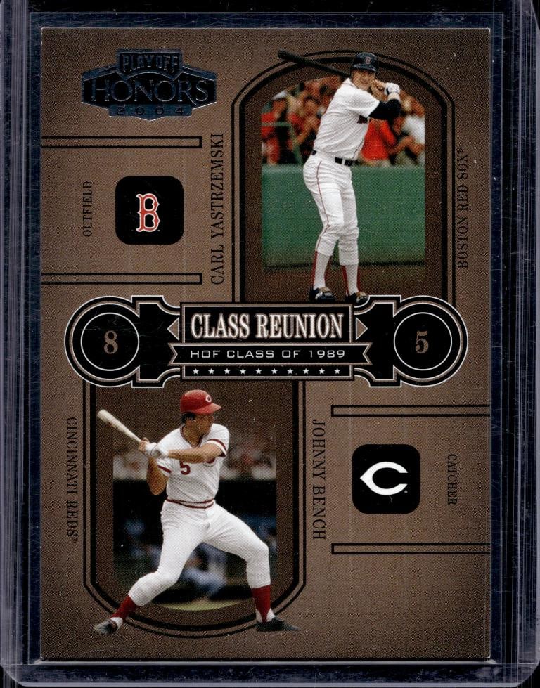 JOHNNY BENCH CARL YASTRZEMSKI 2004 PLAYOFF HONORS CLASS REUINION INSERT: 1024/1989. NEAR MINT OR BETTER CONDITION
