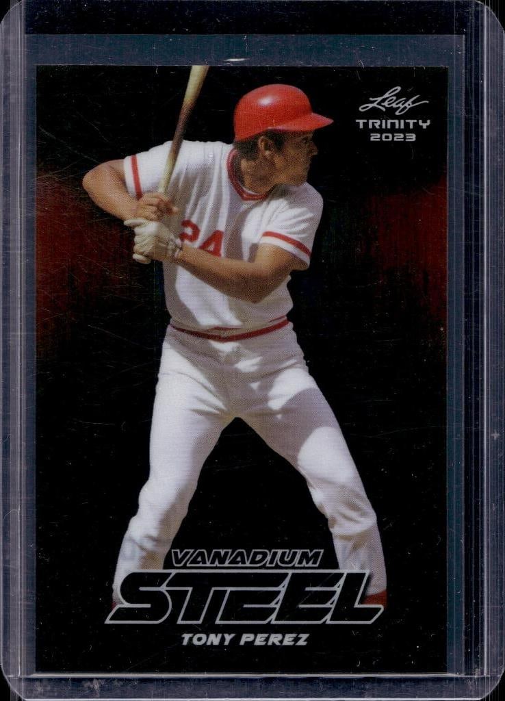 TONY PEREZ 2023 LEAF TRINITY VANADIUM STEEL PRE-PRODUCTION PROOF: 1/1. NEAR MINT OR BETTER CONDITION