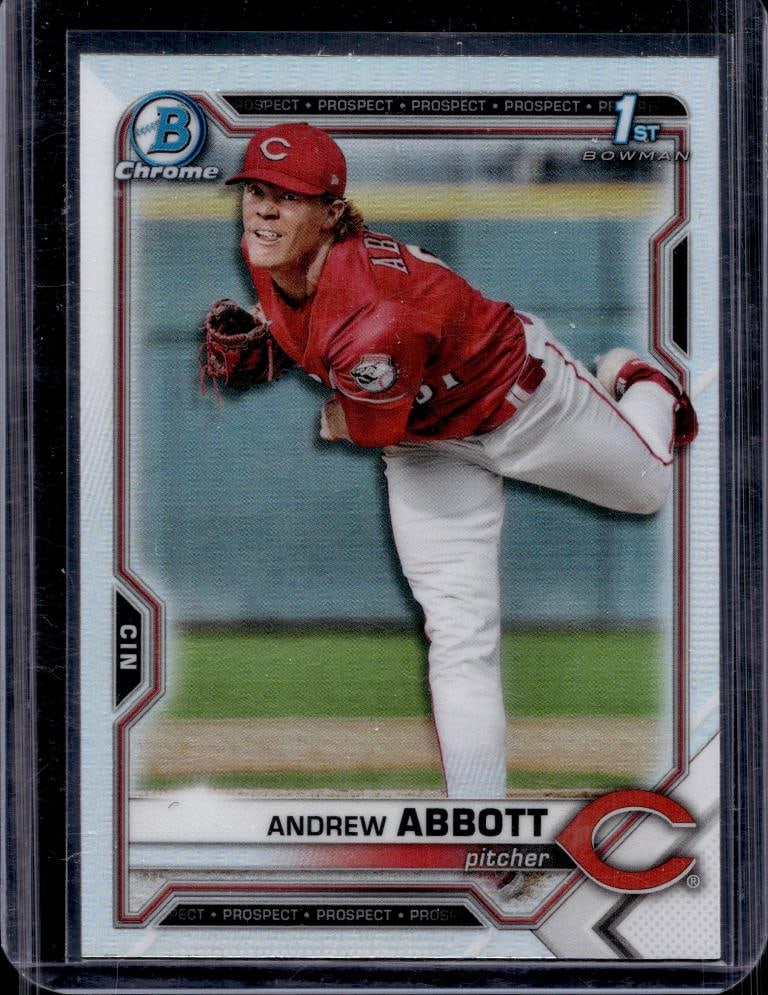ANDREW ABBOTT 2021 BOWMAN CHROME 1ST REFRACTOR ROOKIE CARD: NEAR MINT OR BETTER CONDITION