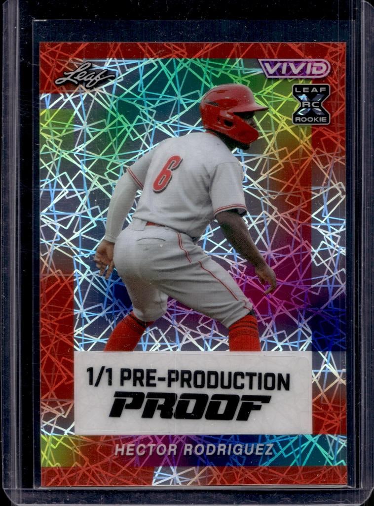 HECTOR RODRIGUEZ 2024 LEAF VIVID PRE-PRODUCTION PROOF ROOKIE CARD: 1/1. NEAR MINT OR BETTER CONDITION