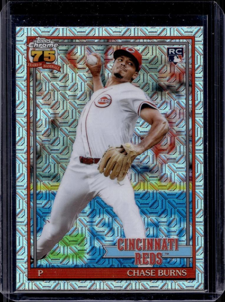 CHASE BURNS 2025 TOPPS CHROME 1991 RETRO MEGA REFRACTOR ROOKIE CARD: NEAR MINT OR BETTER CONDITION