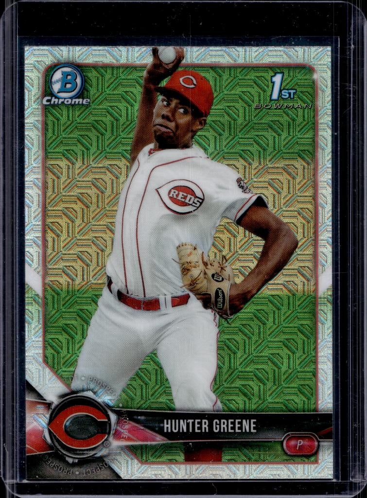 HUNTER GREENE 2018 BOWMAN CHROME 1ST MEGA REFRACTOR ROOKIE CARD: NEAR MINT OR BETTER CONDITION