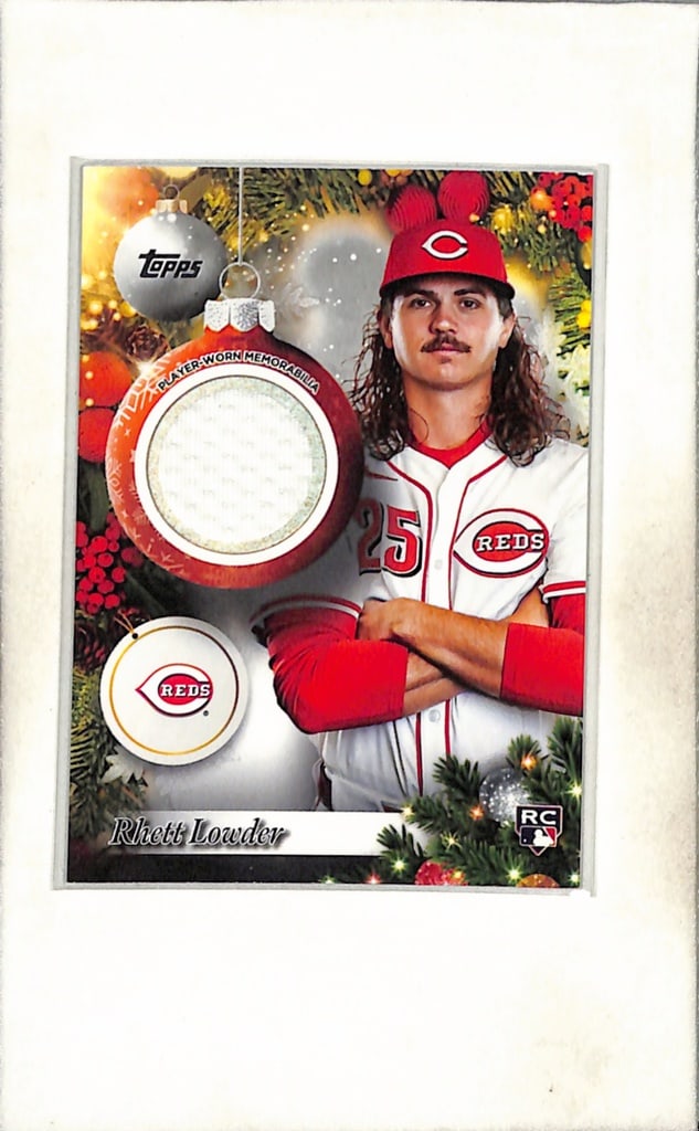 RHETT LOWDER 2025 TOPPS HOLIDAY GAME USED JERSEY ROOKIE CARD: NEAR MINT OR BETTER CONDITION