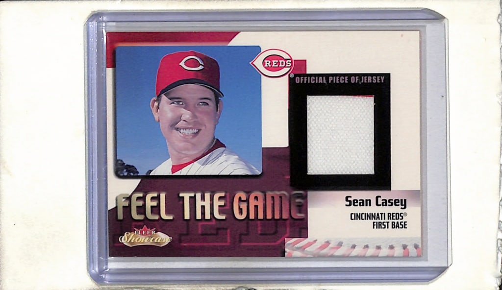 SEAN CASEY 2000 FLEER SHOWCASE GAME USED JERSEY CARD: NEAR MINT OR BETTER CONDITION