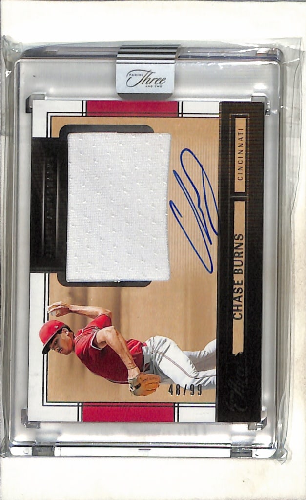 CHASE BURNS 2025 PANINI ONE AUTOGRAPH JERSEY ROOKIE CARD: 48/99. NEAR MINT OR BETTER CONDITION