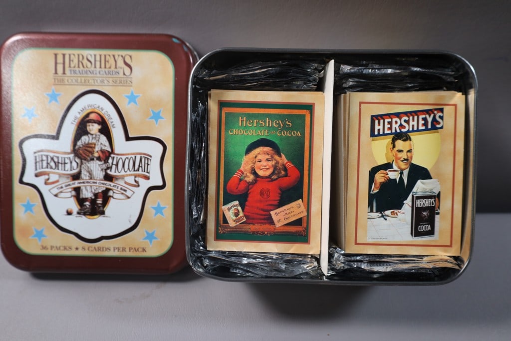 HERSHEY'S TRADING CARDS: A TIN OF HERSHEY'S CHOCOLATE TRADING CARDS.