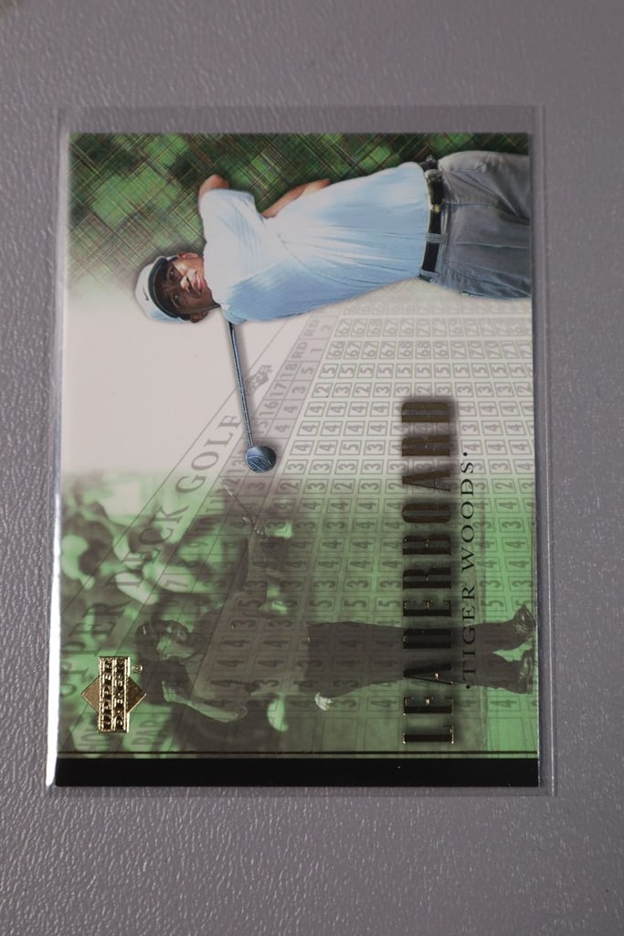 TIGER WOODS ROOKIE: A 2001 UPPER DECK LEADERBOARDS ROOKIE. NEAR MINT OR BETTER CONDITION.