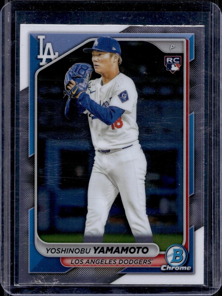 YOSHINOBU YAMAMOTO 2024 BOWMAN CHROME ROOKIE CARD: NEAR MINT OR BETTER CONDITION