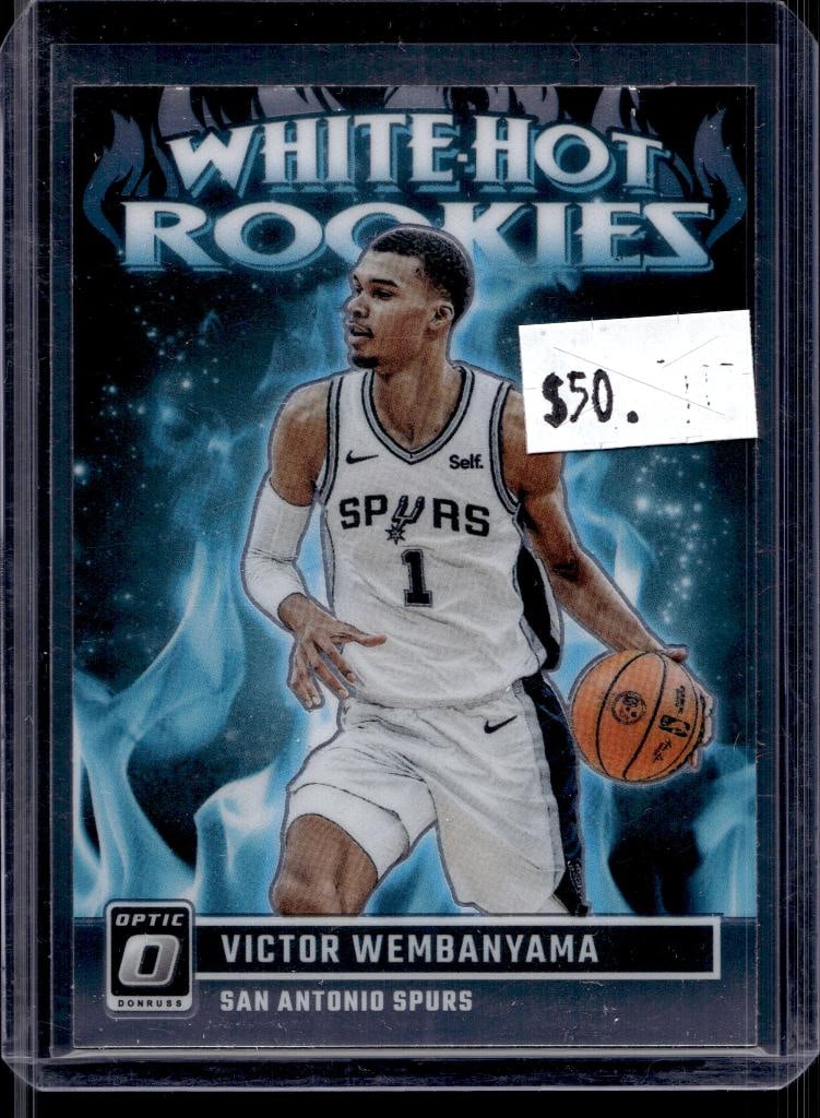 VICTOR WEMBANYAMA 2023-24 PANINI OPTIC WHITE HOT ROOKIES ROOKIE CARD: NEAR MINT OR BETTER CONDITION