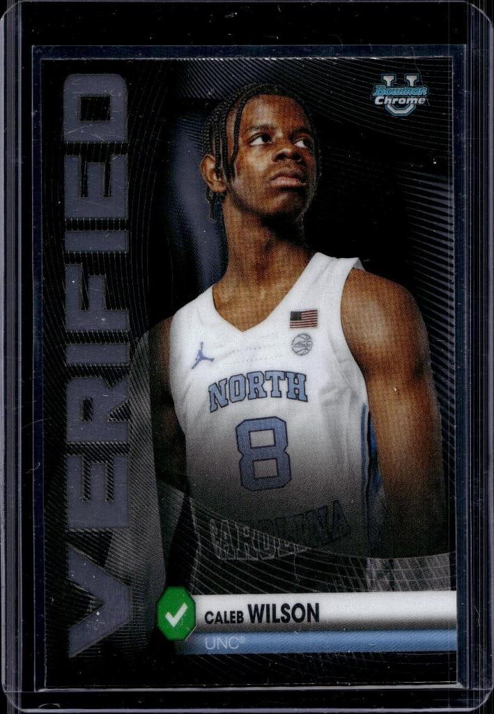CALEB WILSON 2025-26 BOWMAN CHROME NIL VERIFIED ROOKIE CARD: NEAR MINT OR BETTER CONDITION