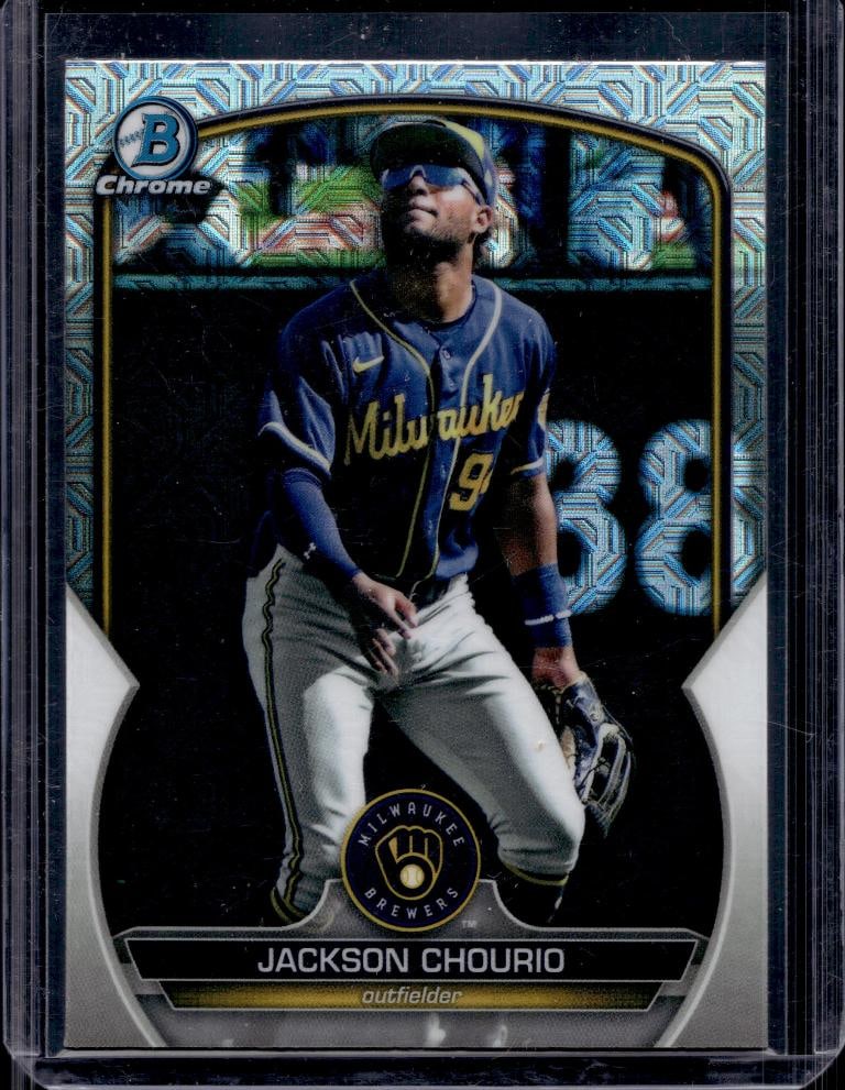 JACKSON CHOURIO 2023 BOWMAN CHROME MEGA REFRACTOR ROOKIE CARD: NEAR MINT OR BETTER CONDITION