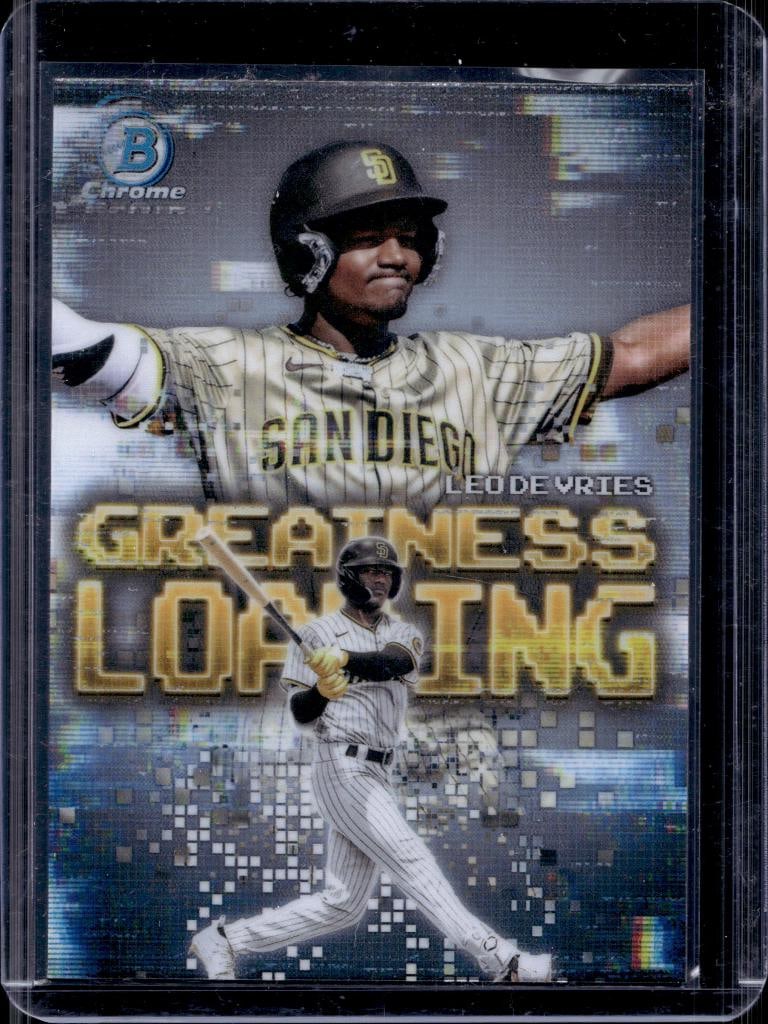LEO DE VRIES 2025 BOWMAN CHROME GREATNESS LOADING REFRACTOR ROOKIE CARD: NEAR MINT OR BETTER CONDITION