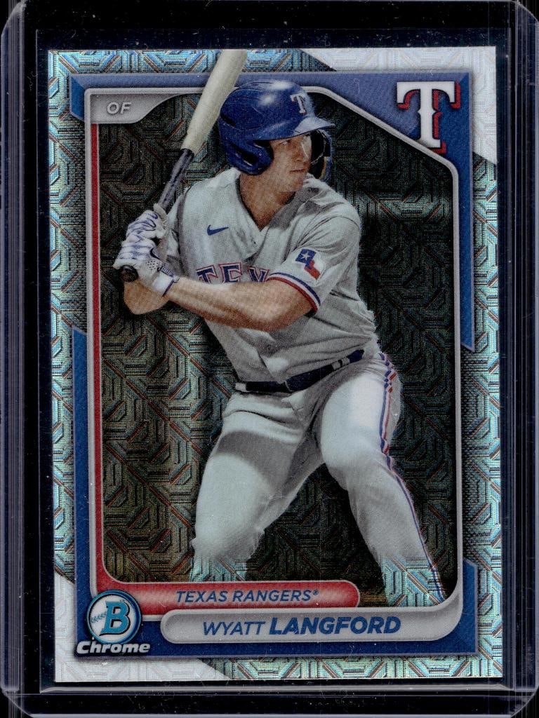 WYATT LANGFORD 2024 BOWMAN CHROME MEGA REFRACTOR ROOKIE CARD: NEAR MINT OR BETTER CONDITION