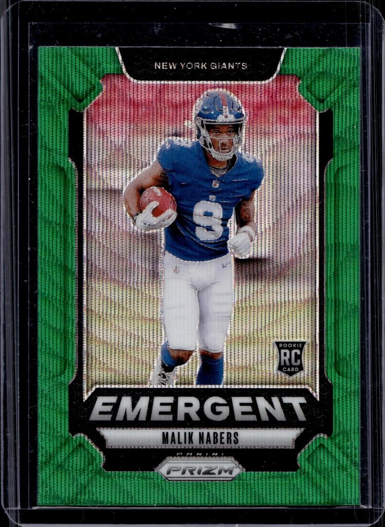 MALIK NABERS 2024 PANINI PRIZM EMERGENT GREEN WAVE PRIZM ROOKIE CARD: NEAR MINT OR BETTER CONDITION
