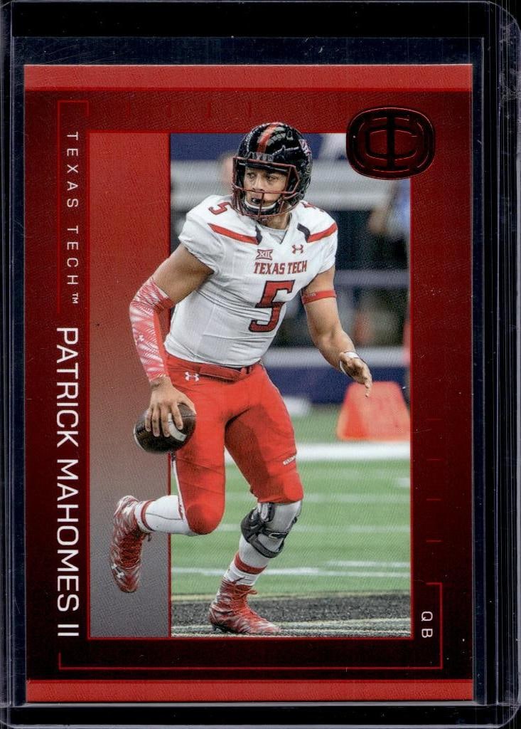 PATRICK MAHOMES 2025 PANINI ICONS TEXAS TECH RED FOIL PARALLEL: NEAR MINT OR BETTER CONDITION