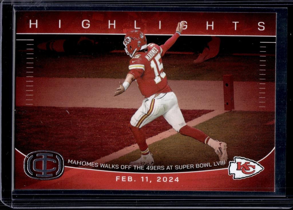 PATRICK MAHOMES 2025 PANINI ICONS HIGHLIGHTS SUPER BOWL LVIII WINNING TD: NEAR MINT OR BETTER CONDITION