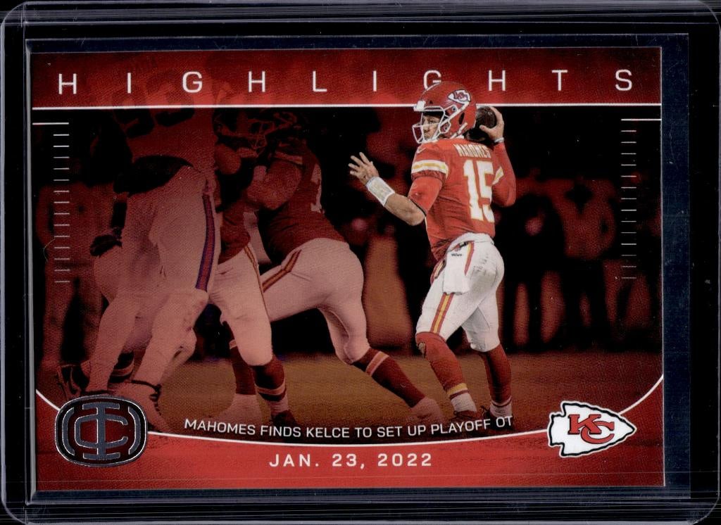 PATRICK MAHOMES 2025 PANINI ICONS HIGHLIGHTS TD TO KELCE: NEAR MINT OR BETTER CONDITION