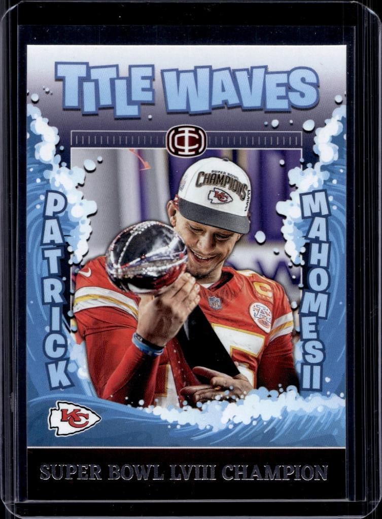 PATRICK MAHOMES 2025 PANINI ICONS TITLE WAVES SUPER BOWL LVIII CHAMPS: NEAR MINT OR BETTER CONDITION