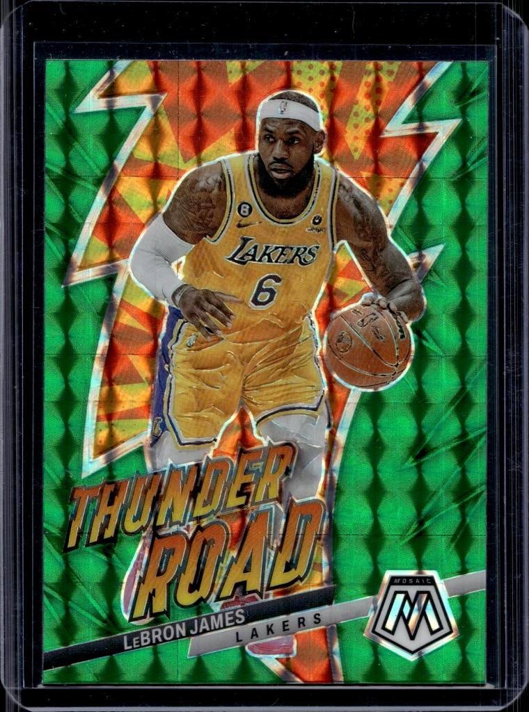 LEBRON JAMES 2022-23 PANINI MOSAIC THUNDER ROAD GREEN PRIZM: NEAR MINT OR BETTER CONDITION