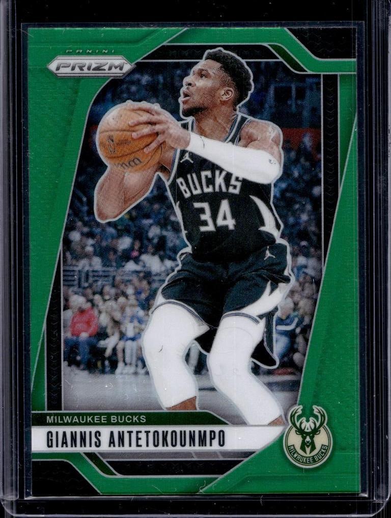 GIANNIS ANTETOKOUNMPO 2024-25 PANINI PRIZM GREEN PRIZM COLOR MATCH: NEAR MINT OR BETTER CONDITION