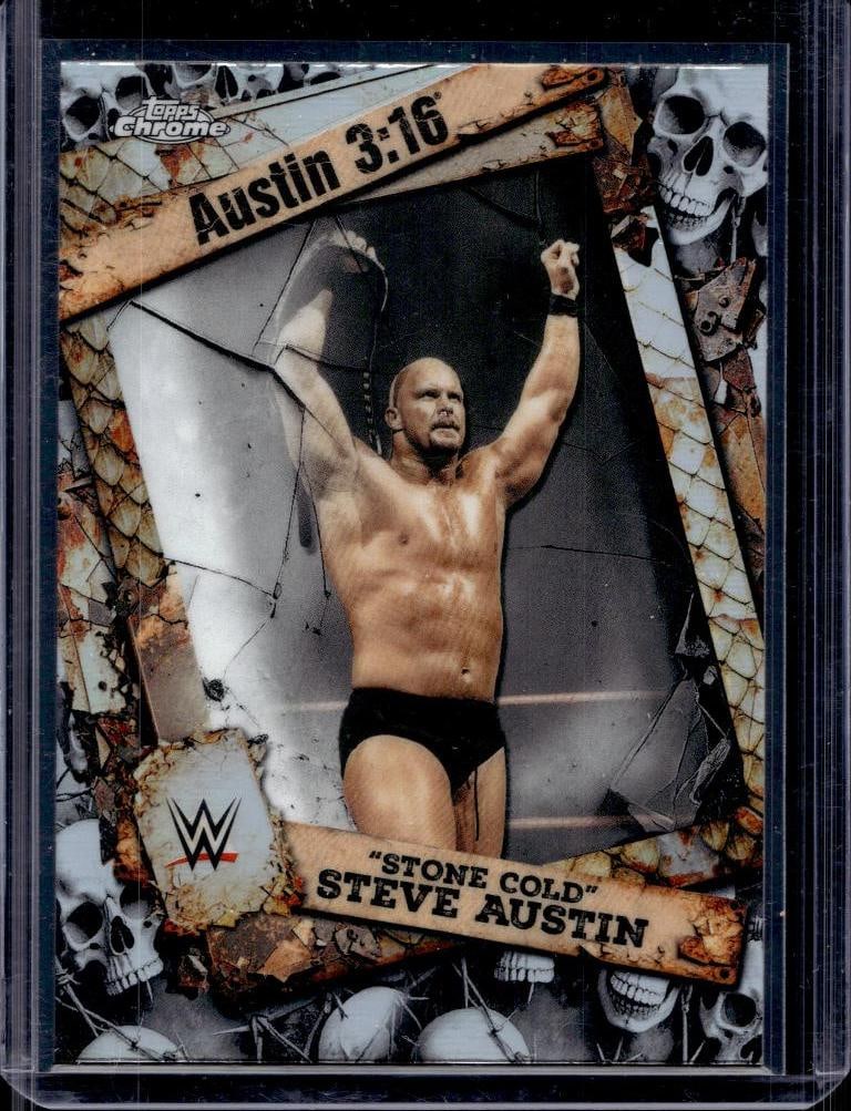 STONE COLD STEVE AUSTIN 2025 TOPPS CHROME WWE 30 YEARS OF WHOOP ASS REFRACTOR: NEAR MINT OR BETTER CONDITION