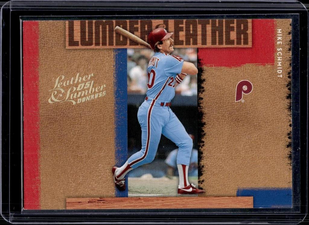 MIKE SCHMIDT 2005 DONRUSS LEATHER & LUMBER GOLD PARALLEL SP: 43/50. NEAR MINT OR BETTER CONDITION