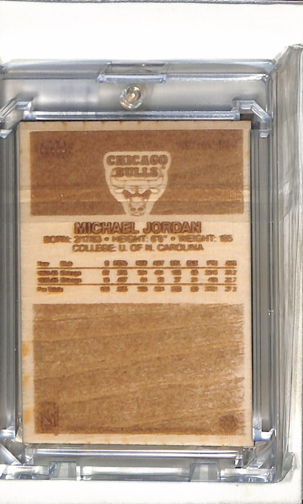MICHAEL JORDAN 1986-87 FLEER WOOD CUT CUSTOM ART CARD - 2