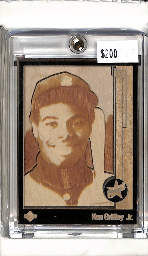 KEN GRIFFEY JR 1989 UPPER DECK WOOD CUT BLACK CUSTOM ART CARD: NEAR MINT OR BETTER CONDITION