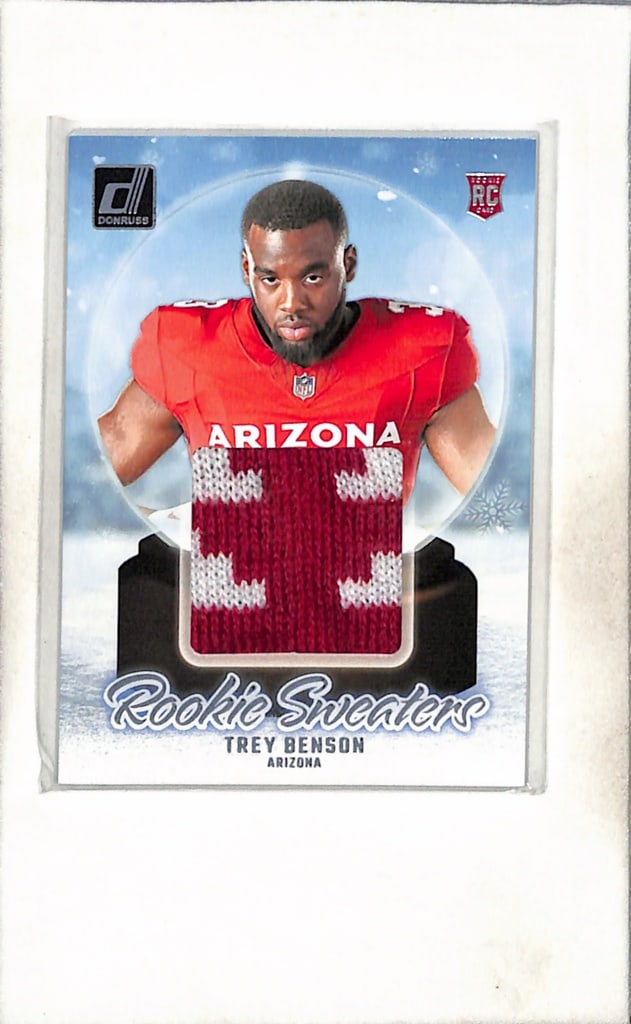 TREY BENSON 2024 DONRUSS SWEATER PATCH ROOKIE CARD: NEAR MINT OR BETTER CONDITION