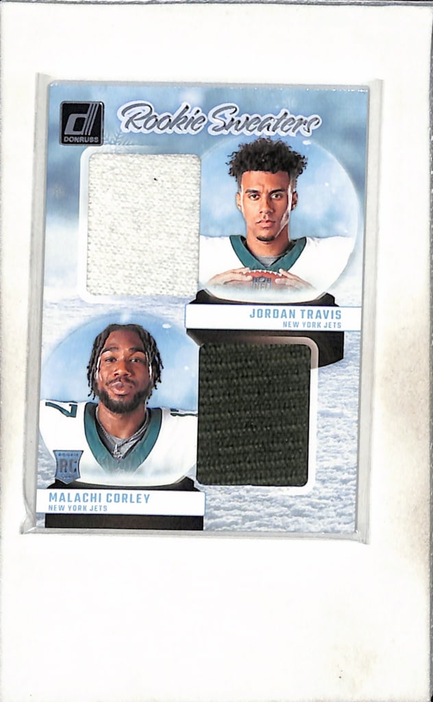 JORDAN TRAVIS MALACHI CORLEY 2024 DONRUSS DUAL SWEATER PATCH ROOKIE: NEAR MINT OR BETTER CONDITION