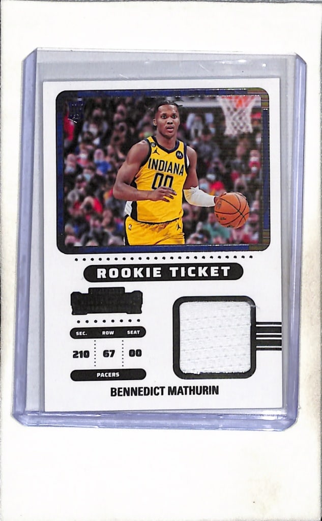 BENNEDICT MATHURIN 2022-23 PANINI CONTENDERS JERSEY ROOKIE CARD: NEAR MINT OR BETTER CONDITION
