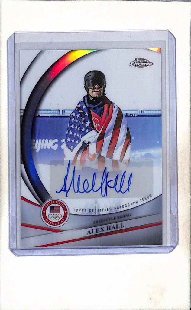 ALEX HALL 2026 TOPPS CHROME USA REFRACTOR AUTOGRAPH: SILVER MEDALIST. NEAR MINT OR BETTER CONDITION