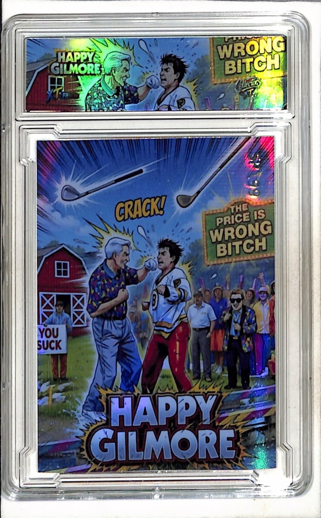 ADAM SANDLER & BOB BARKER HAPPY GILMORE SLABBED CUSTOM ART CARD: ONLY 99 MADE. NEAR MINT OR BETTER CONDITION