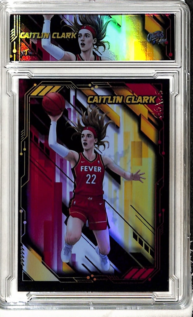 CAITLIN CLARK 2024 SLABBED CUSTOM ART ROOKIE CARD: ONLY 99 MADE. NEAR MINT OR BETTER CONDITION