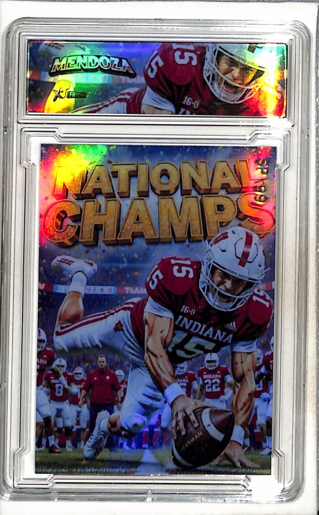 FERNANDO MENDOZA 2026 NATIONAL CHAMPS SLABBED CUSTOM ART CARD: ONLY 99 MADE. NEAR MINT OR BETTER CONDITION