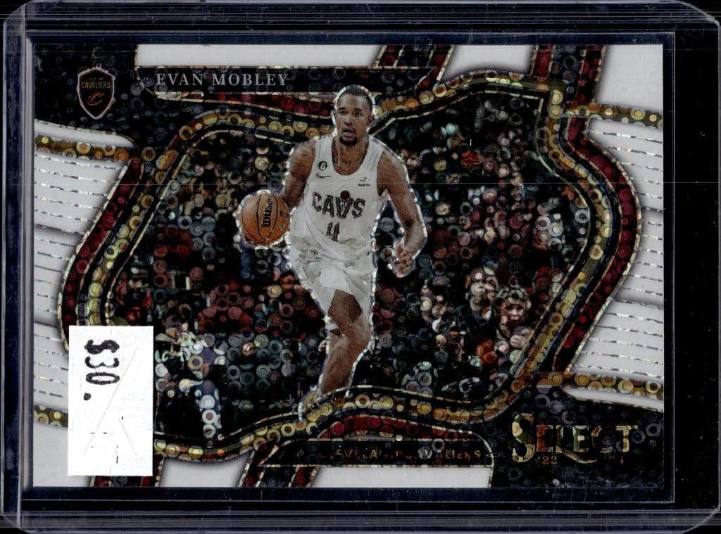 EVAN MOBLEY 2022-23 PANINI SELECT COURTSIDE WHITE SPARKLE PRIZM: 24/75. NEAR MINT OR BETTER CONDITION