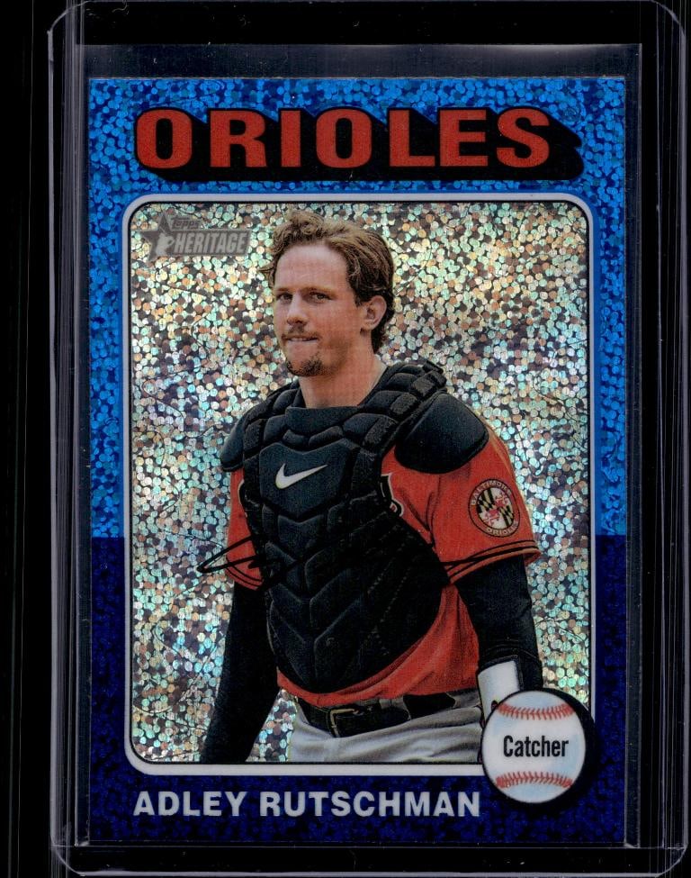 ADLEY RUTSCHMAN 2024 TOPPS HERITAGE CHROME BLUE MINI DIAMONDS REFRACTOR: NEAR MINT OR BETTER CONDITION