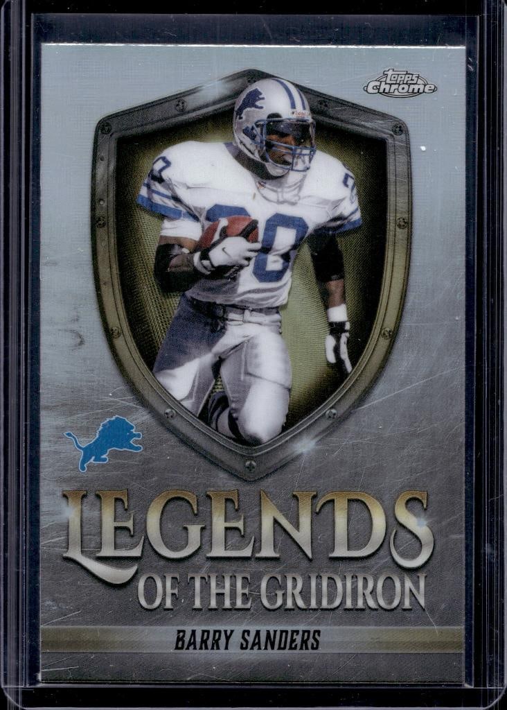 BARRY SANDERS 2025 TOPPS CHROME LEGENDS OF THE GRIDIRON REFRACTOR: NEAR MINT OR BETTER CONDITION
