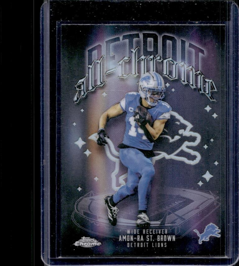 AMON-RA ST. BROWN 2025 TOPPS CHROME ALL-CHROME REFRACTOR INSERT: NEAR MINT OR BETTER CONDITION